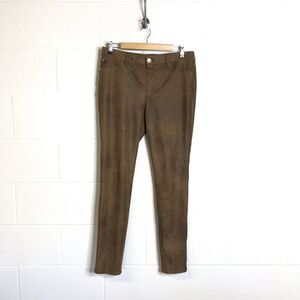 Chico's Womens The Ultimate Fit Faux Suede Leather Brown Pants Size 0 (Small 4)